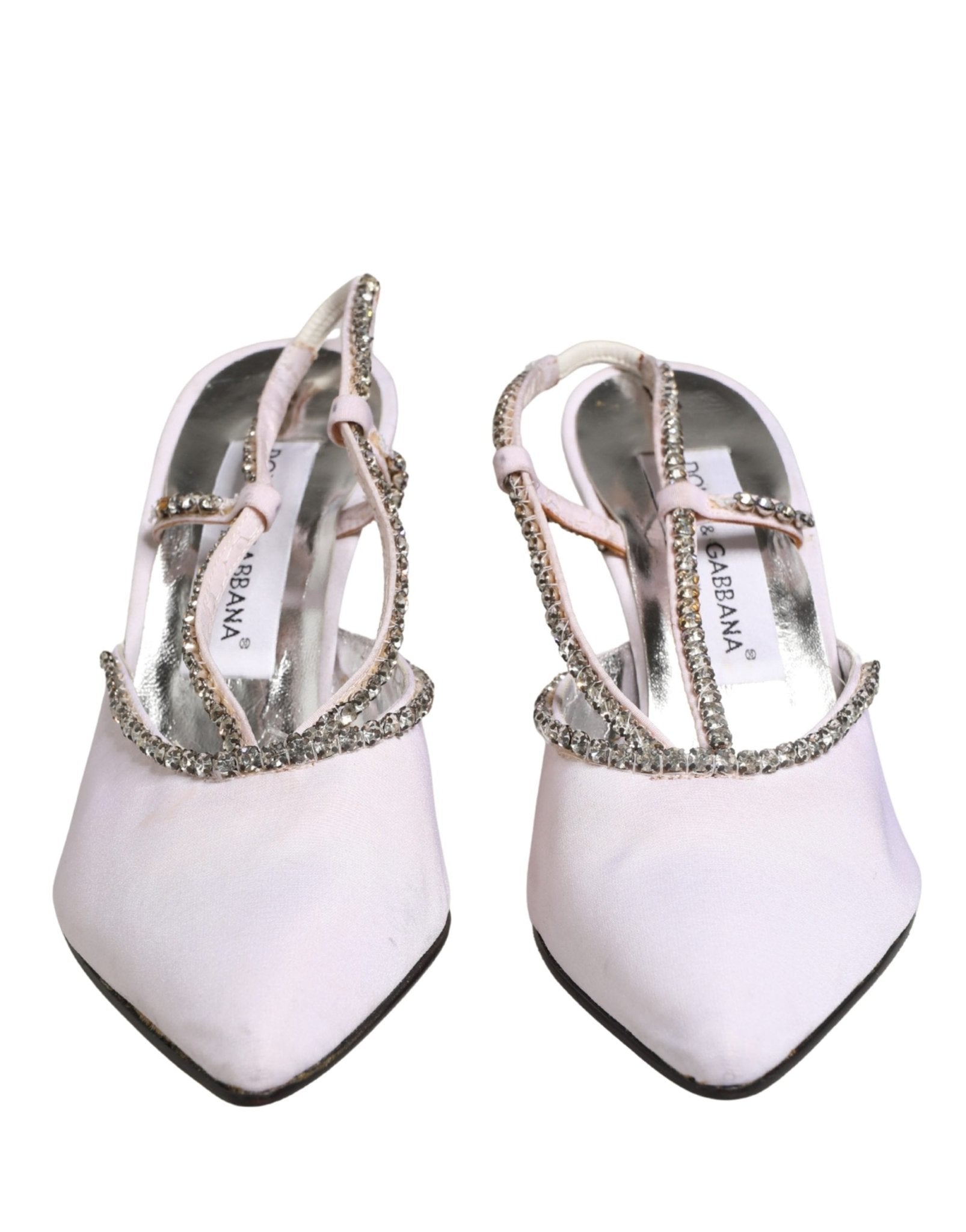 Dolce & Gabbana White Strass Crystal Slingbacks Pumps Shoes - RIMODA