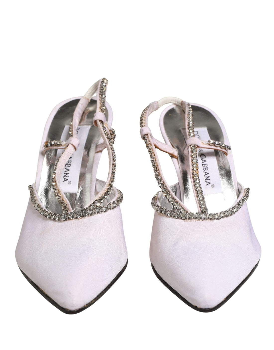 Dolce & Gabbana White Strass Crystal Slingbacks Pumps Shoes - RIMODA