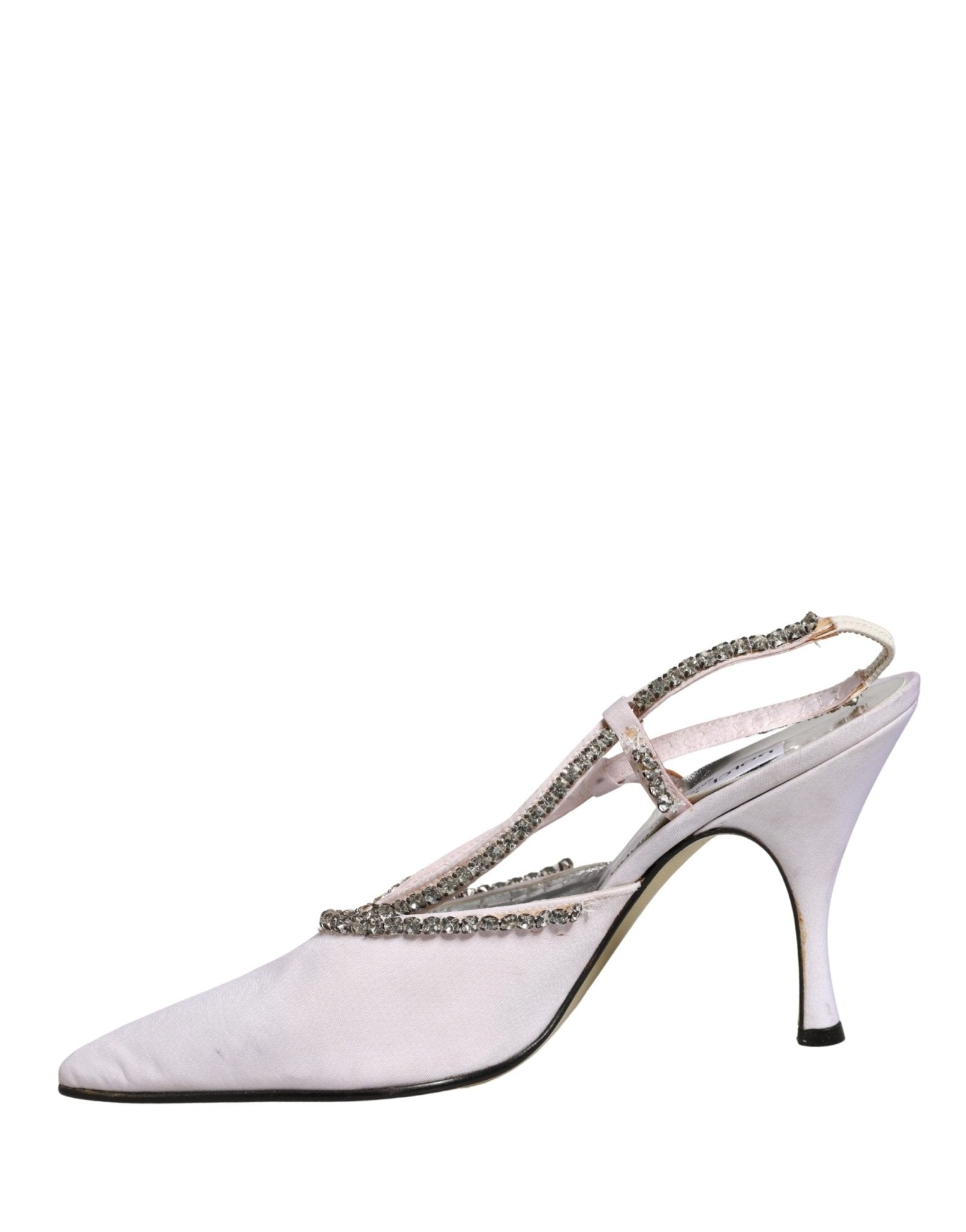 Dolce & Gabbana White Strass Crystal Slingbacks Pumps Shoes - RIMODA