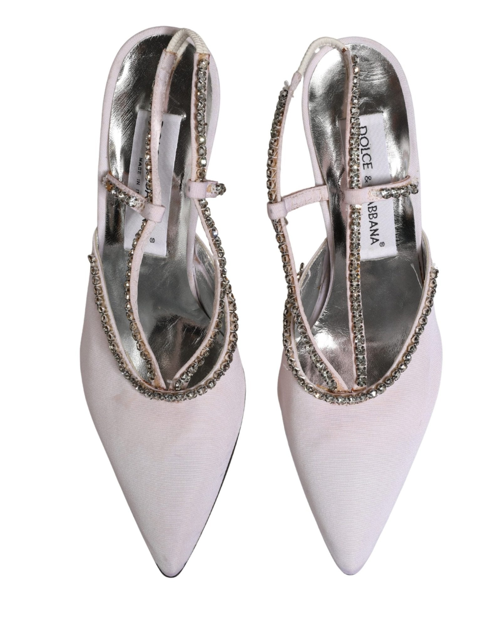 Dolce & Gabbana White Strass Crystal Slingbacks Pumps Shoes - RIMODA