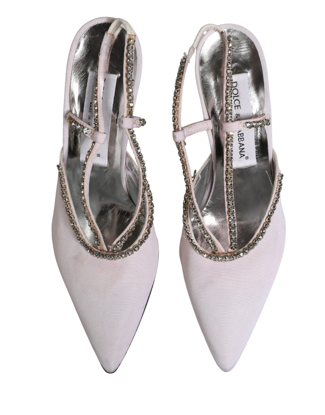 Dolce & Gabbana White Strass Crystal Slingbacks Pumps Shoes - RIMODA