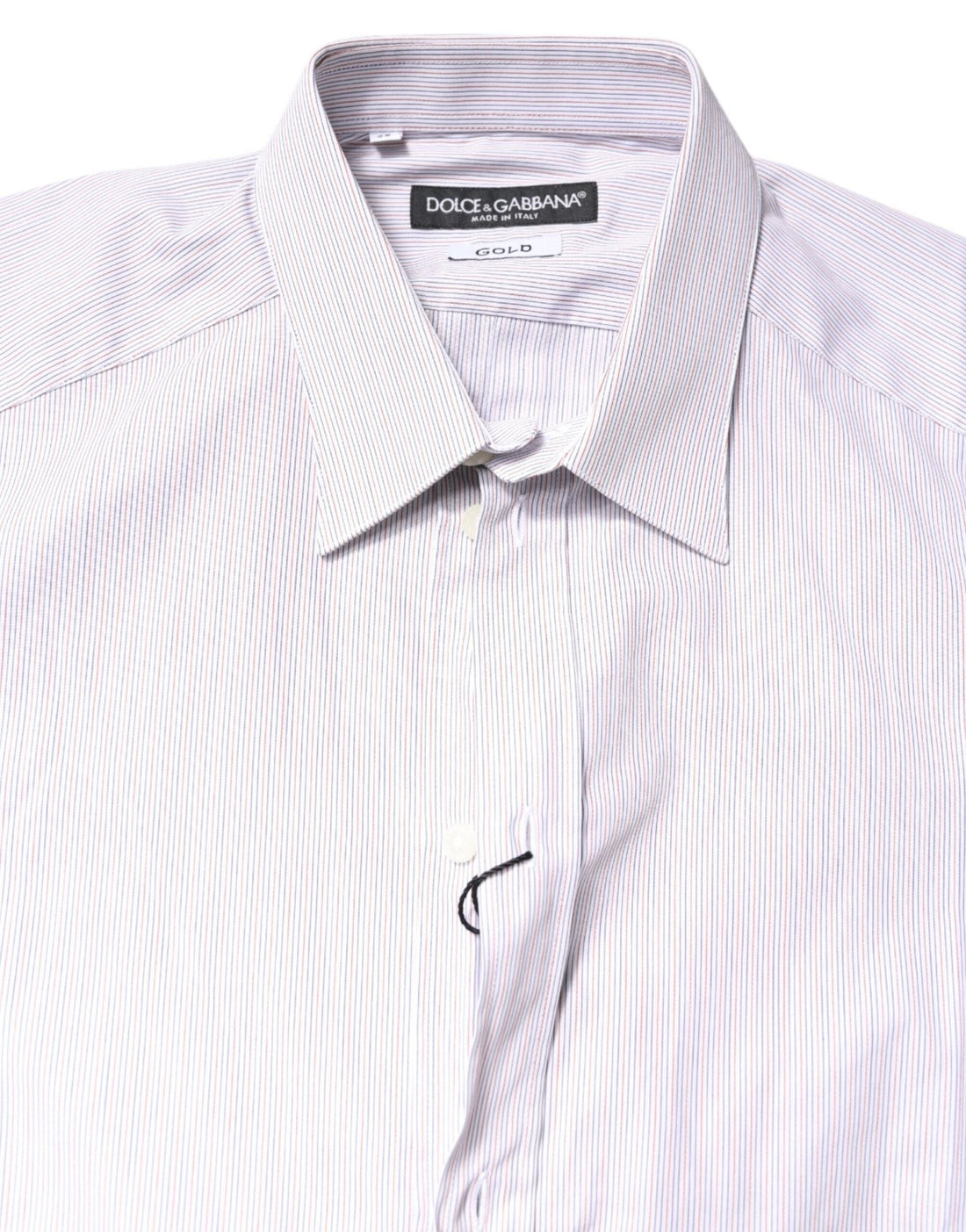 Dolce & Gabbana White Striped Cotton GOLD Long Sleeves Shirt - RIMODA