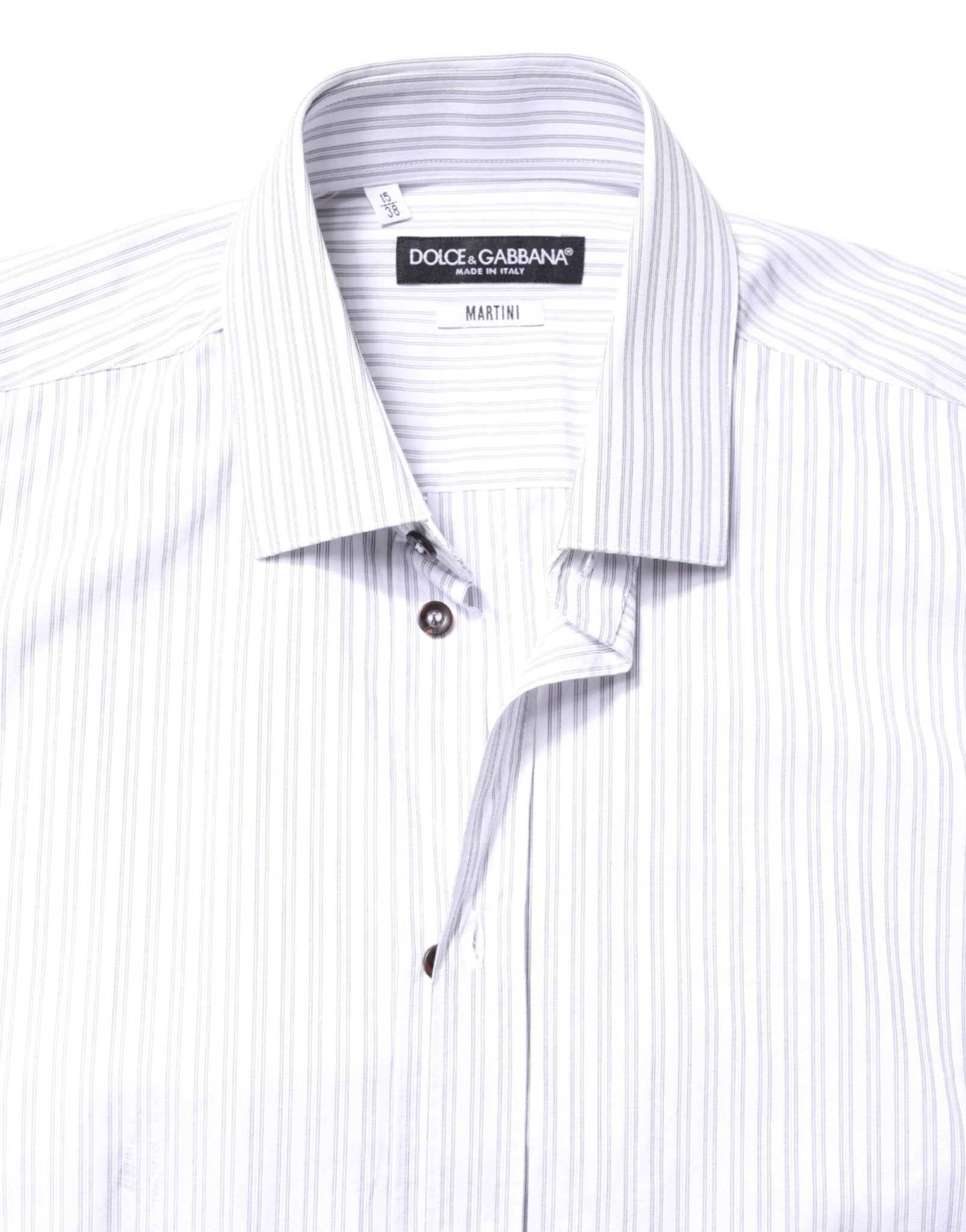 Dolce & Gabbana White Striped Cotton MARTINI Men Dress Shirt - RIMODA