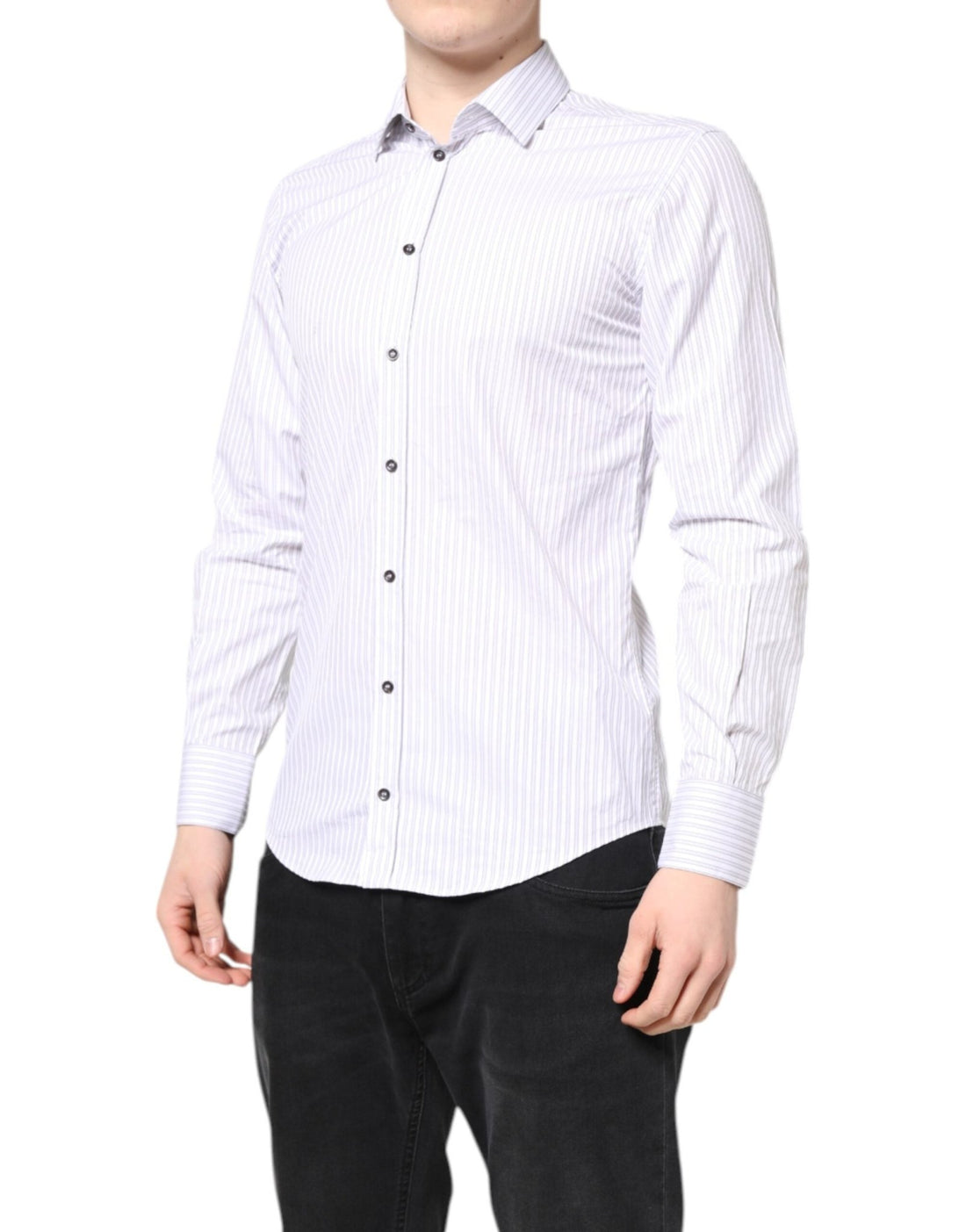 Dolce & Gabbana White Striped Cotton MARTINI Men Dress Shirt - RIMODA