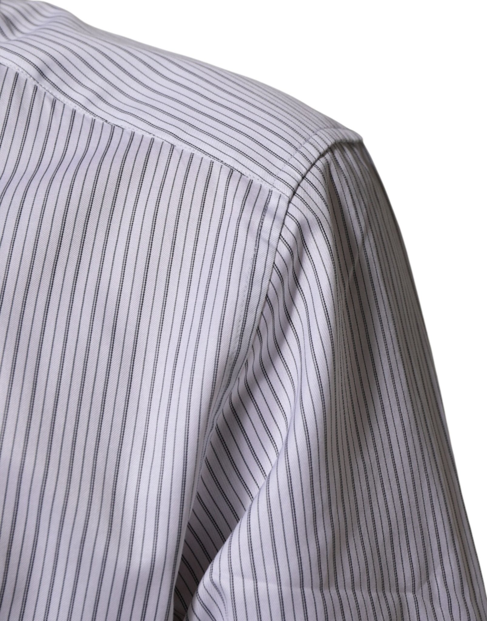 Dolce & Gabbana White Stripes Cotton Men GOLD Dress Shirt - RIMODA