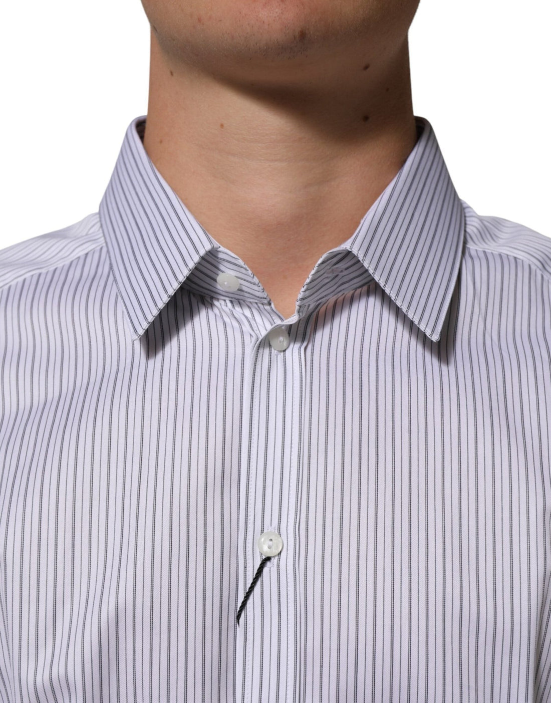 Dolce & Gabbana White Stripes Long Sleeves GOLD Dress Shirt - RIMODA