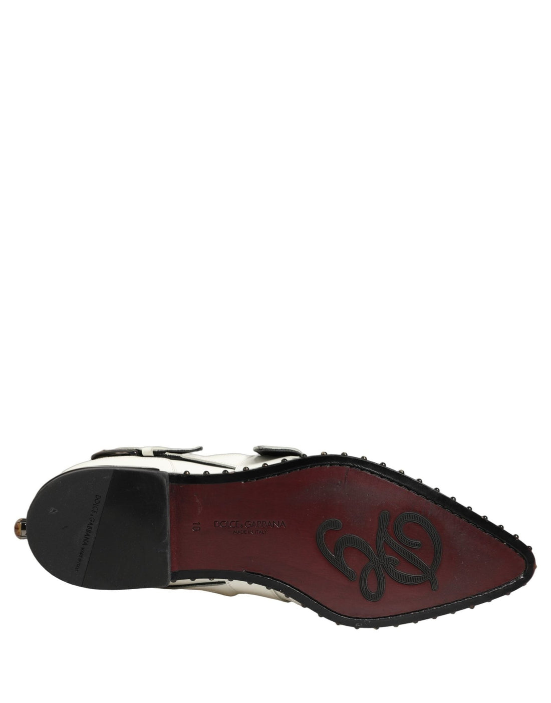 Dolce & Gabbana White Studded Formal Dress Monk Strap Shoes - RIMODA