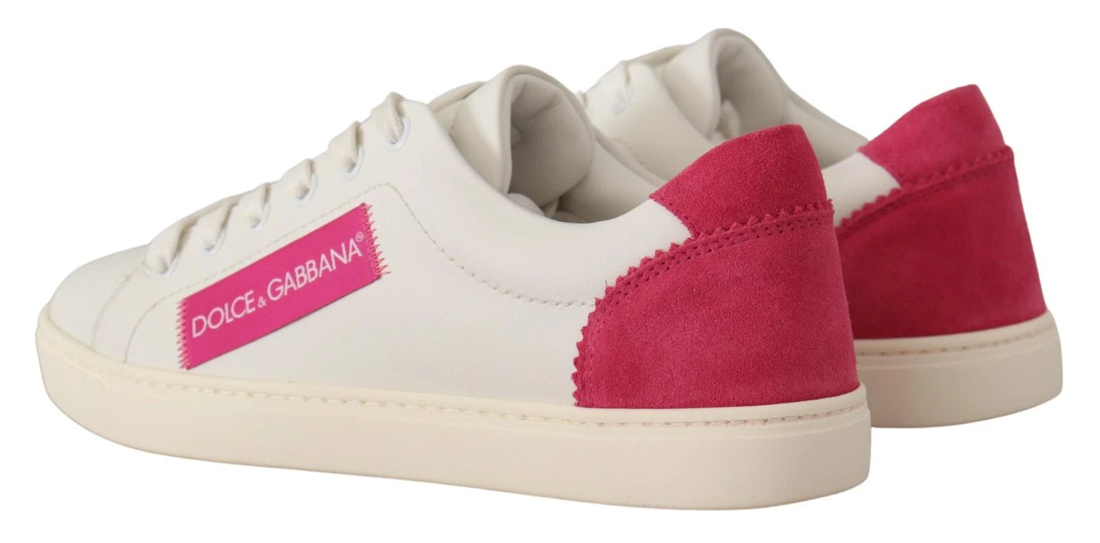 Dolce & Gabbana White Suede Leather Low Top Sneakers Shoes - RIMODA