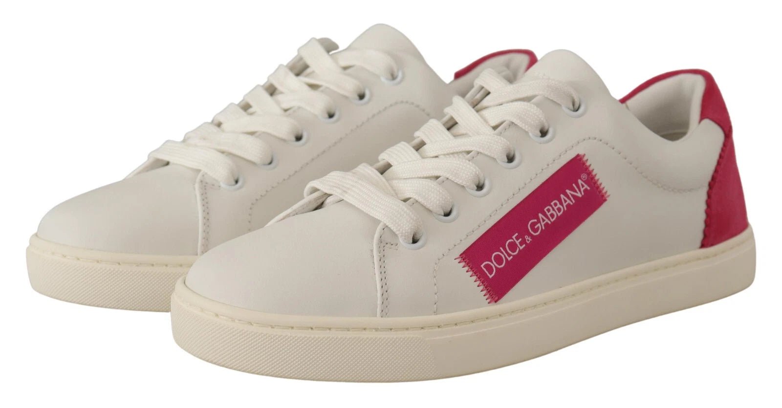 Dolce & Gabbana White Suede Leather Low Top Sneakers Shoes - RIMODA