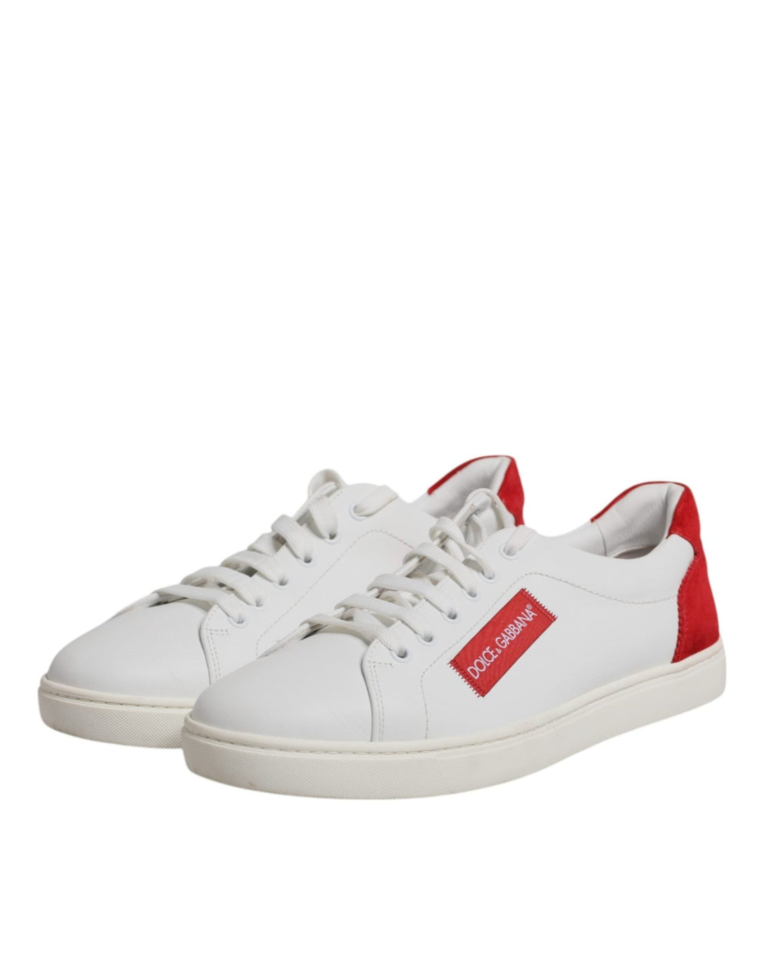 Dolce & Gabbana White Suede Leather Low Top Sneakers Shoes - RIMODA