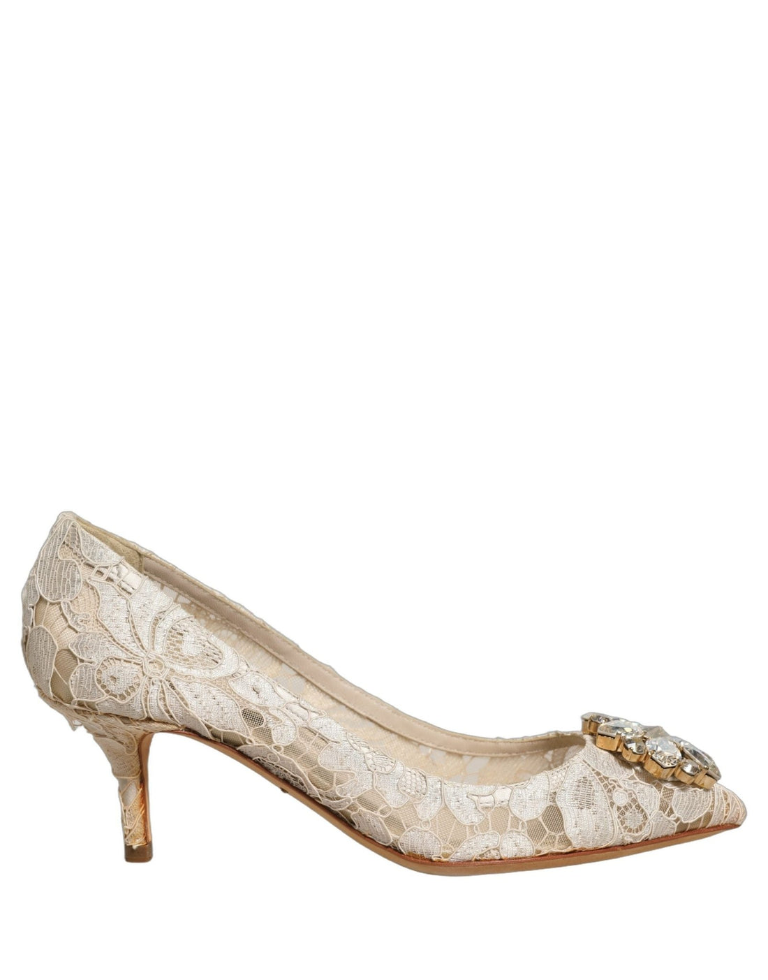 Dolce & Gabbana White Taormina Lace Crystal Pumps Shoes - RIMODA