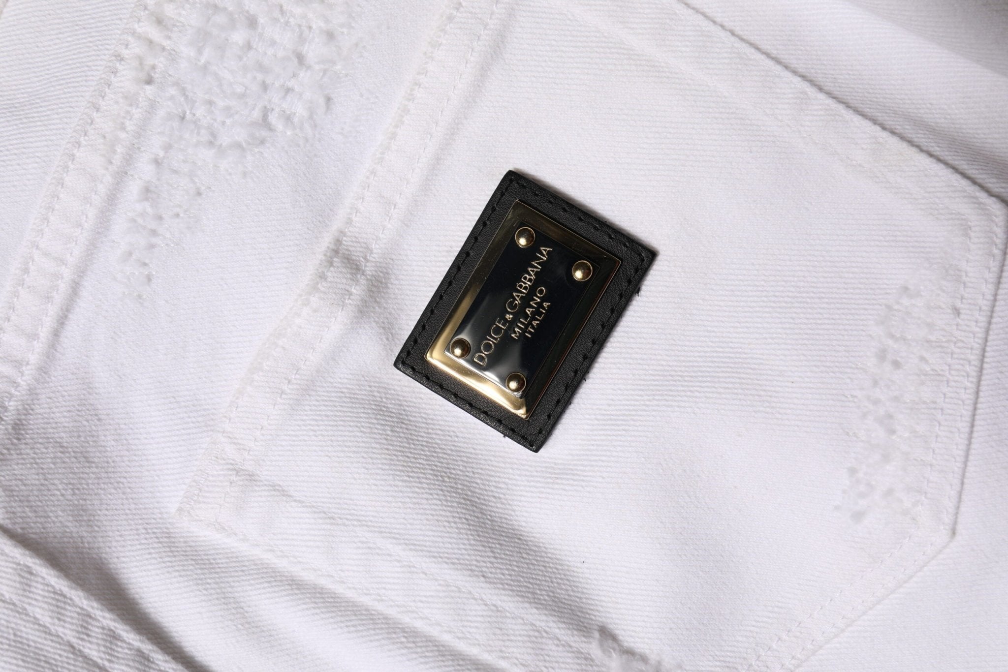 Dolce & Gabbana White Tattered Cotton High Waist Denim Jeans - RIMODA