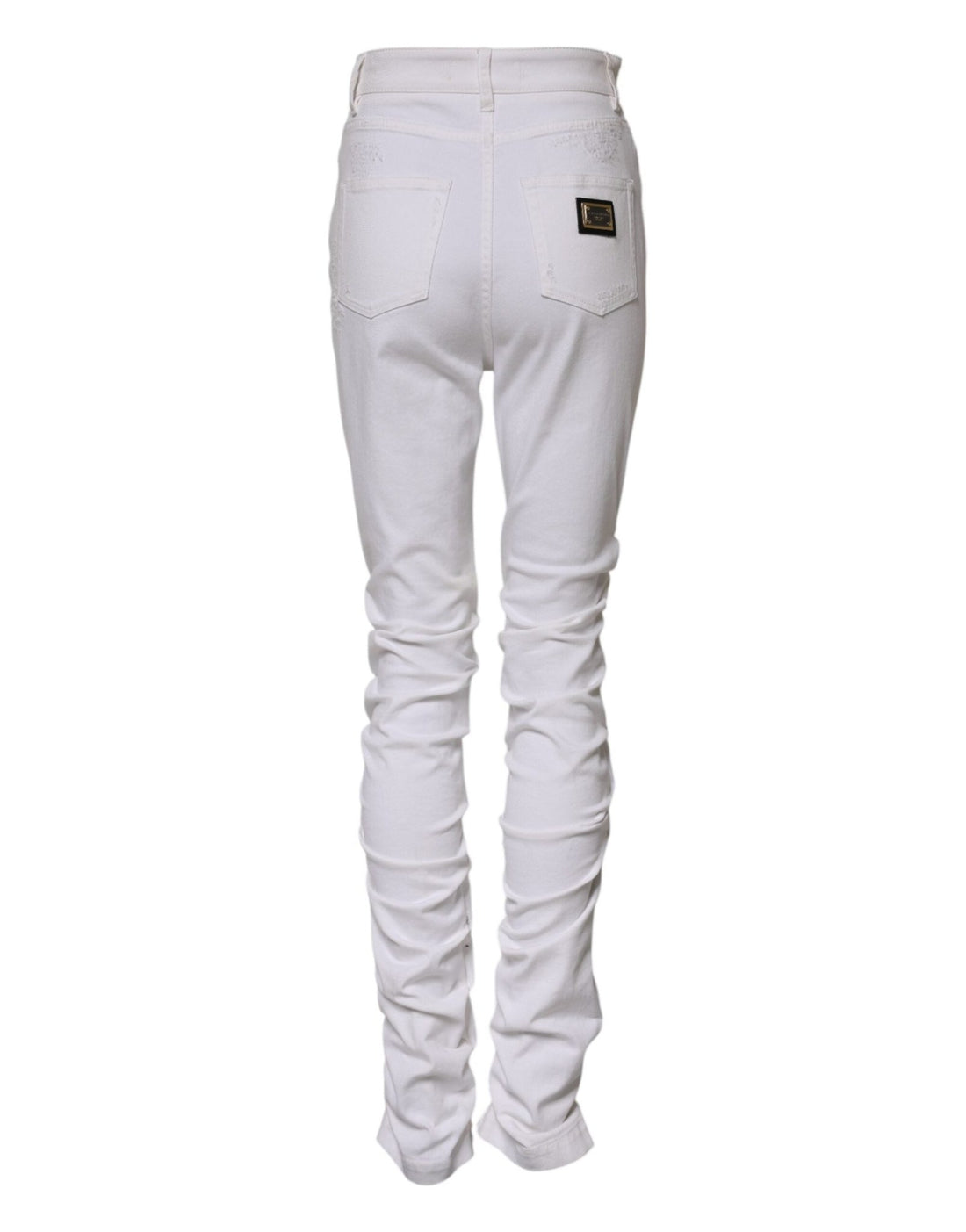 Dolce & Gabbana White Tattered Cotton High Waist Denim Jeans - RIMODA