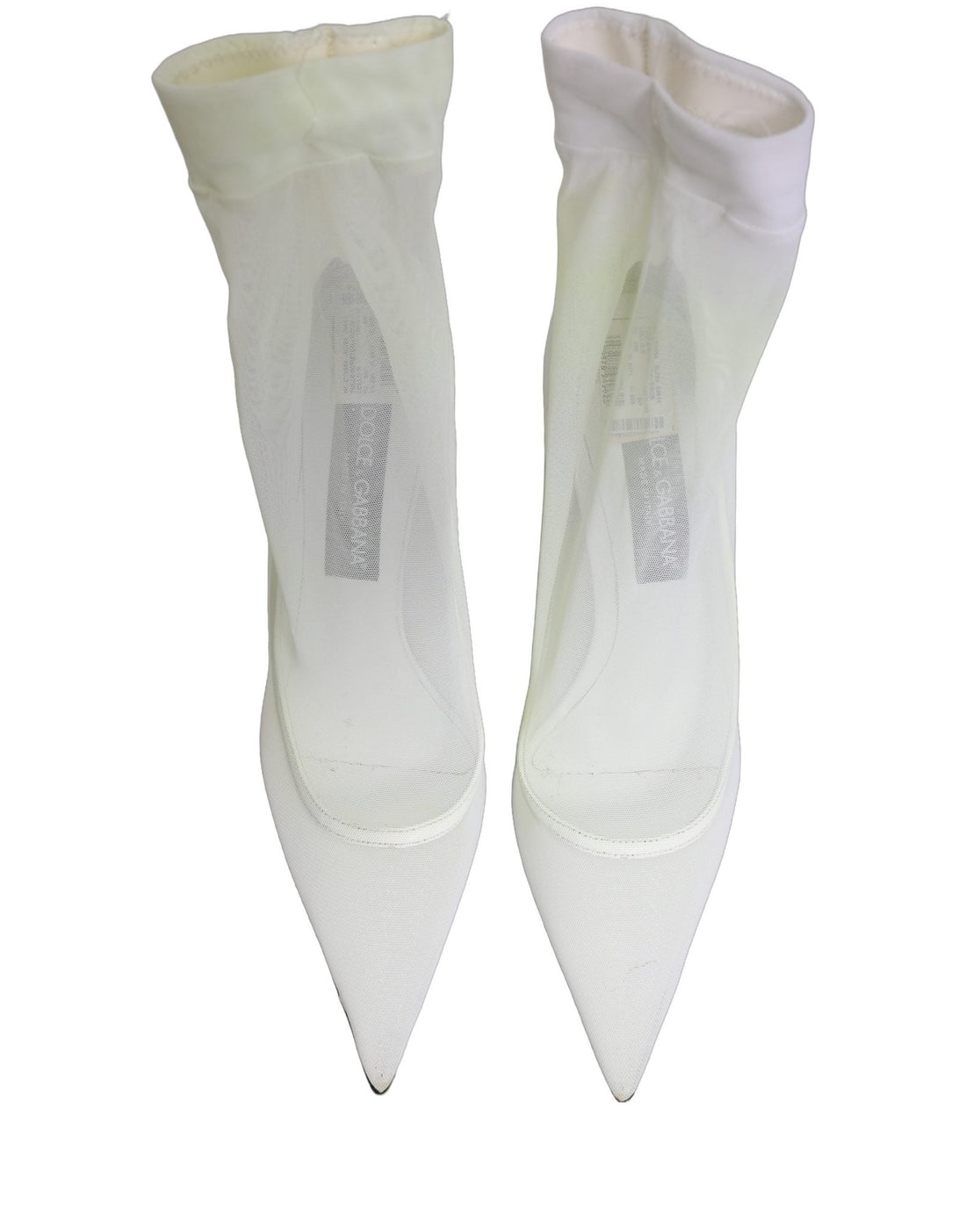 Dolce & Gabbana White Tulle Stretch Mesh Sock Boots Shoes - RIMODA