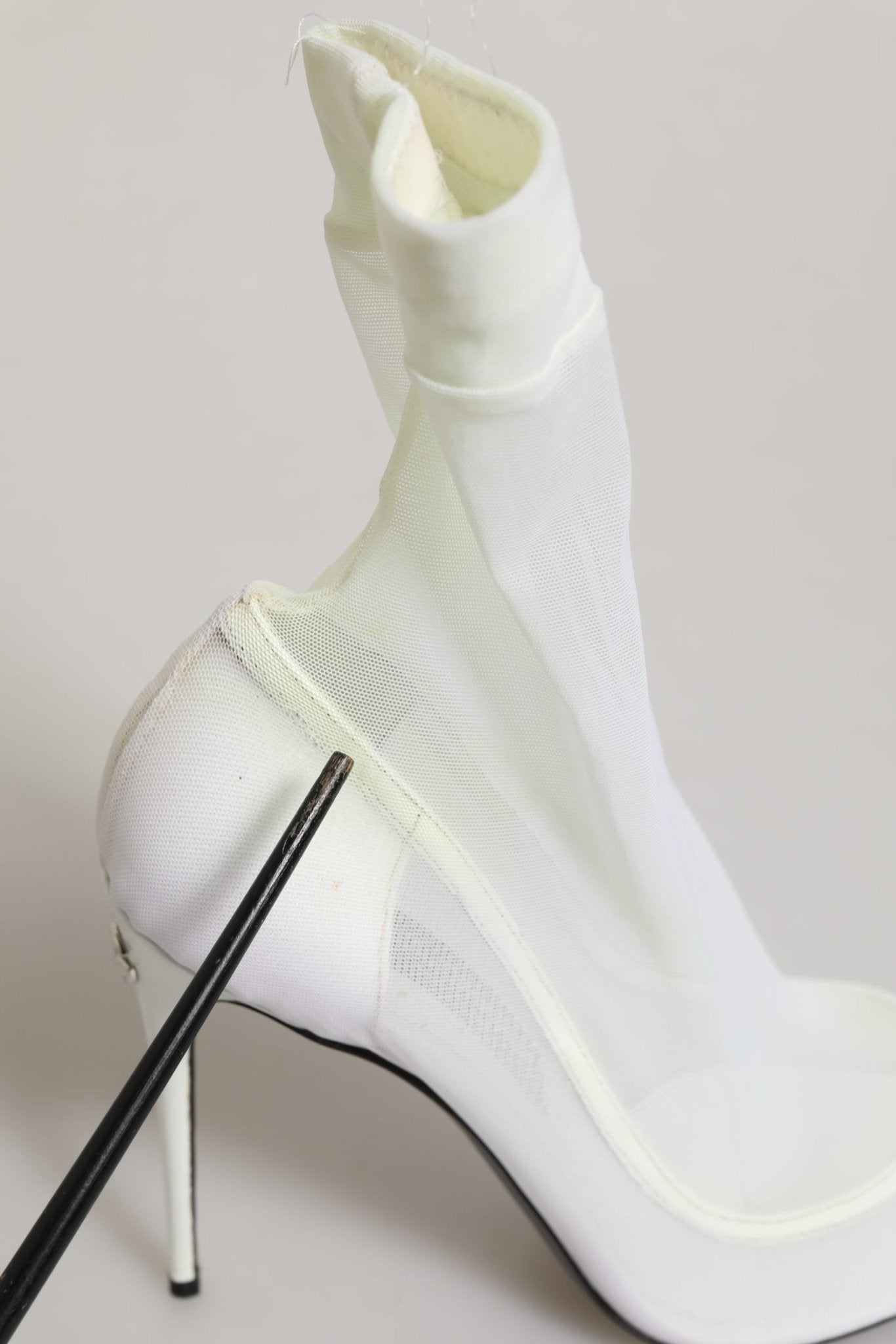 Dolce & Gabbana White Tulle Stretch Mesh Sock Boots Shoes - RIMODA