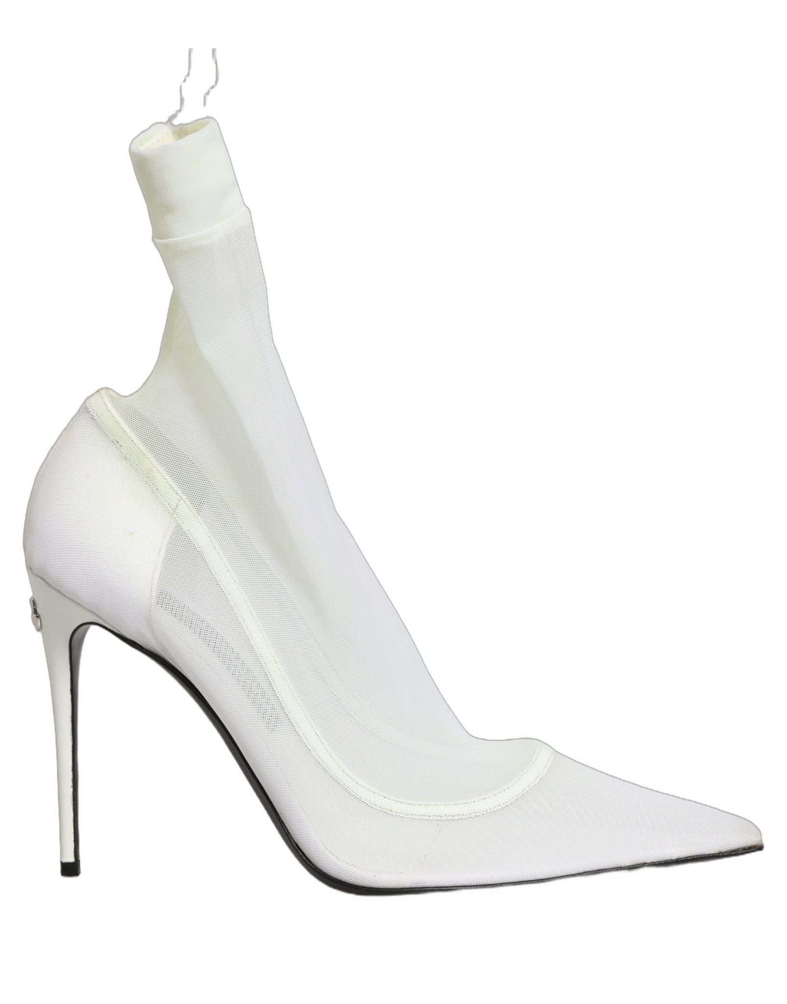 Dolce & Gabbana White Tulle Stretch Mesh Sock Boots Shoes - RIMODA