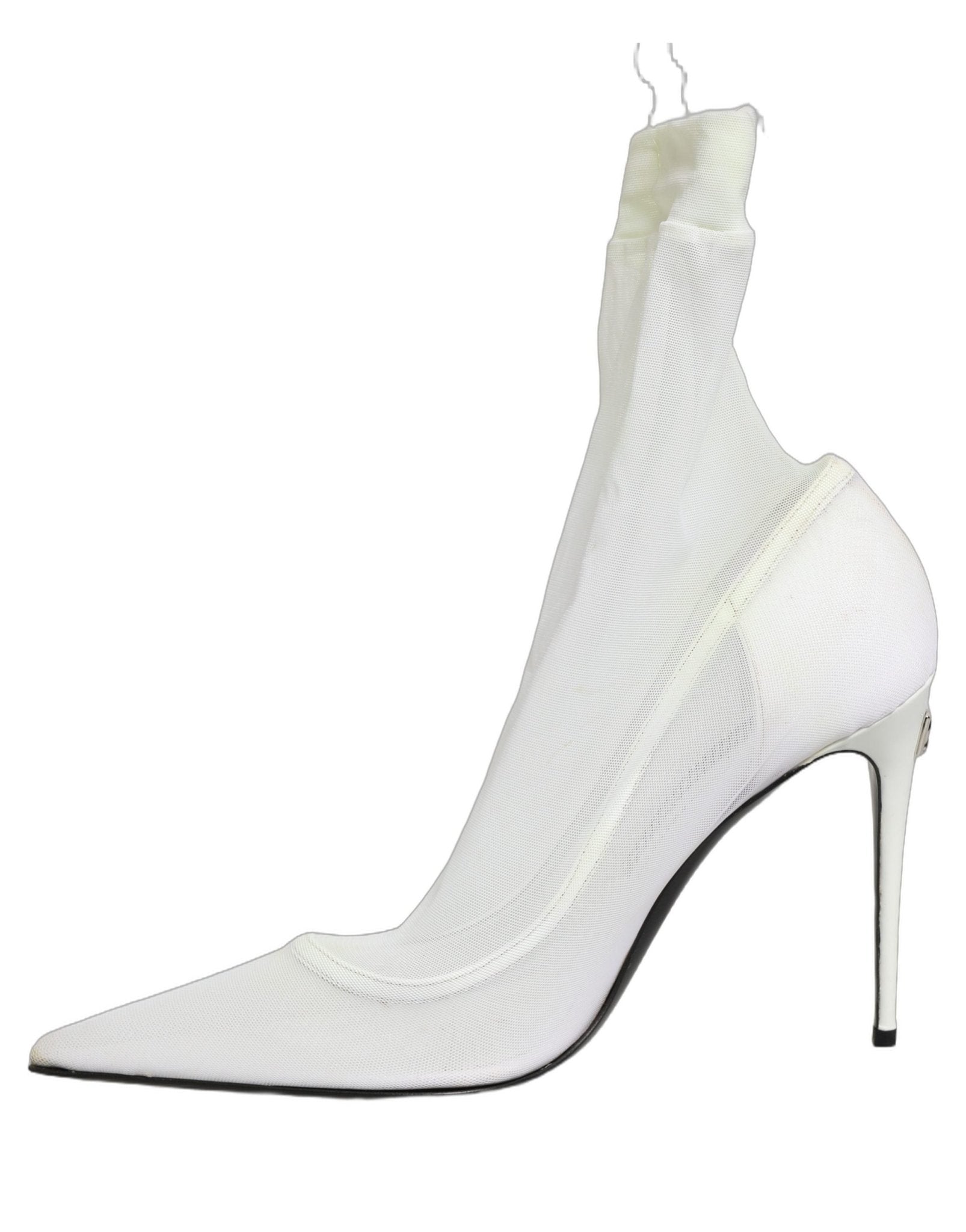 Dolce & Gabbana White Tulle Stretch Mesh Sock Boots Shoes - RIMODA
