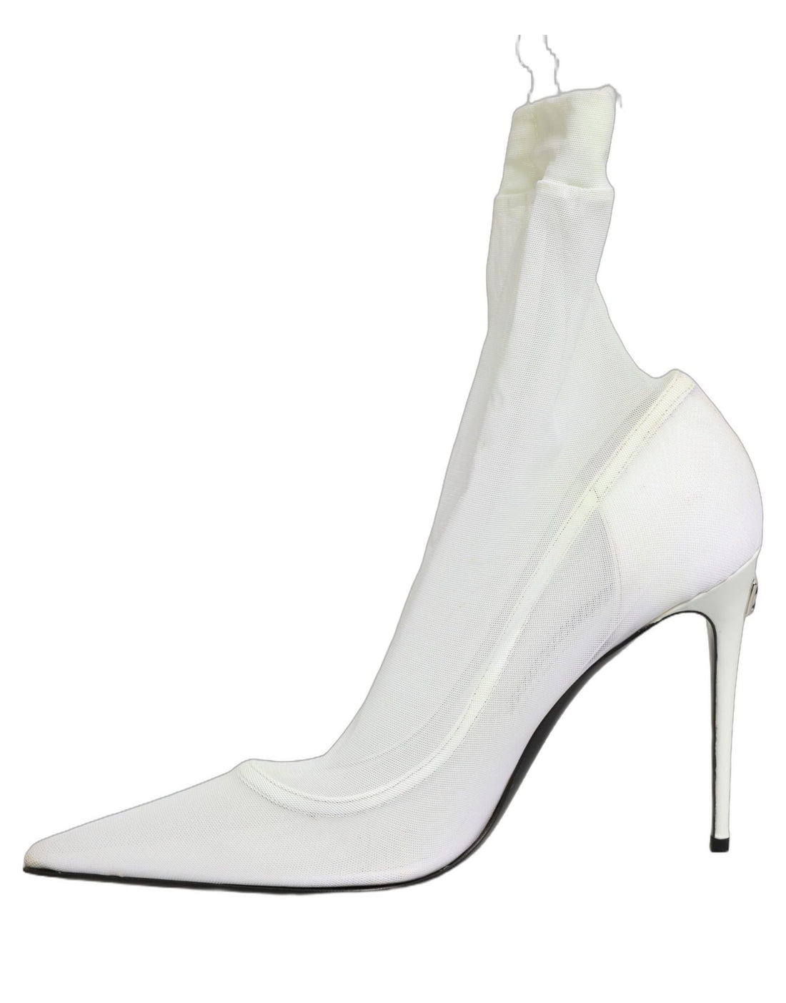 Dolce & Gabbana White Tulle Stretch Mesh Sock Boots Shoes - RIMODA