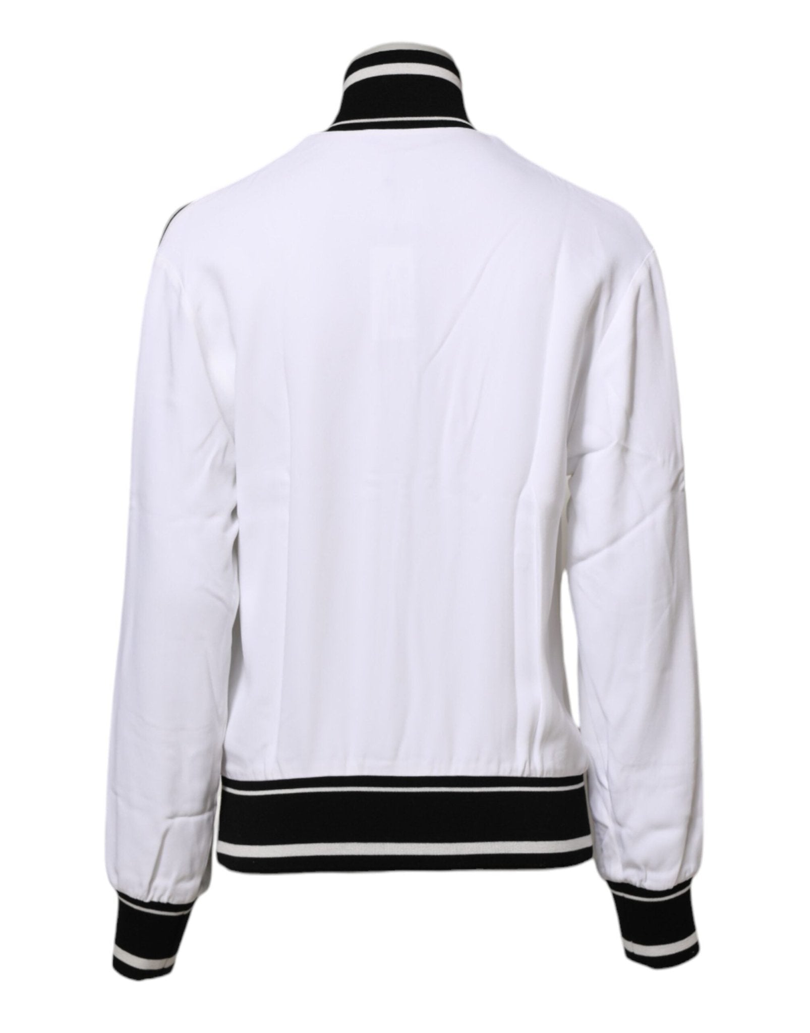 Dolce & Gabbana White Viscose Logo Women Full Zip Jacket - RIMODA