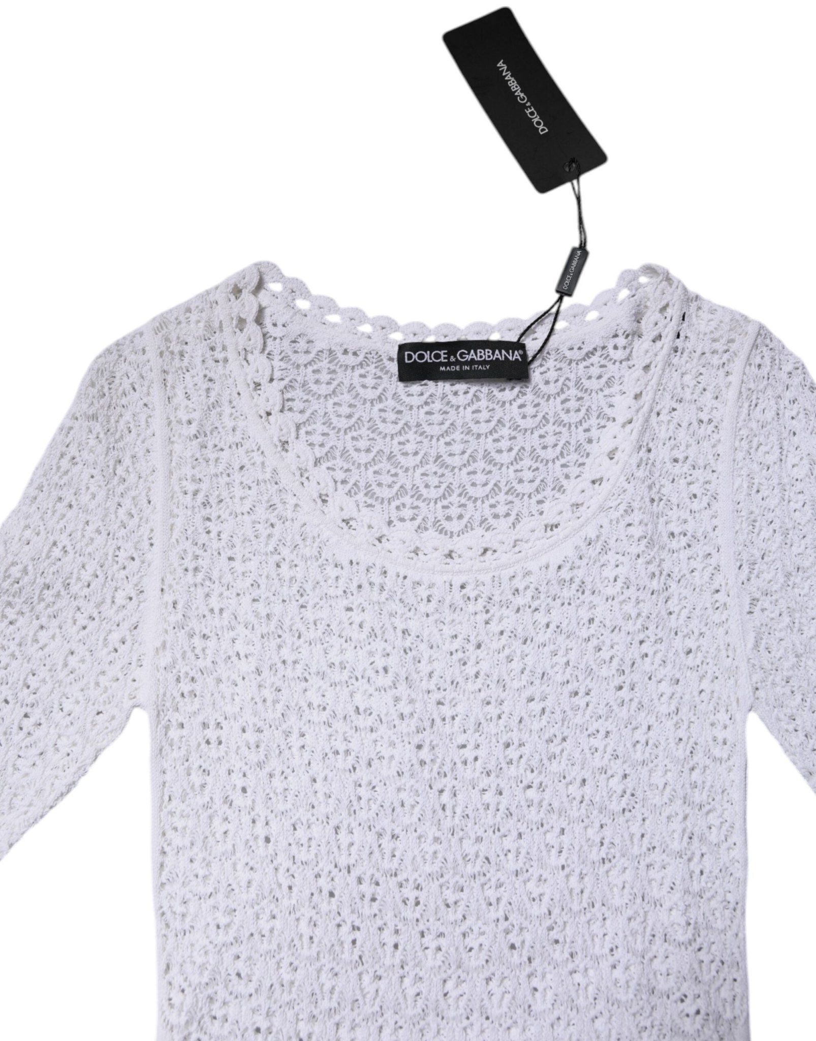 Dolce & Gabbana White Viscose Short Sleeve Crochet Top - RIMODA