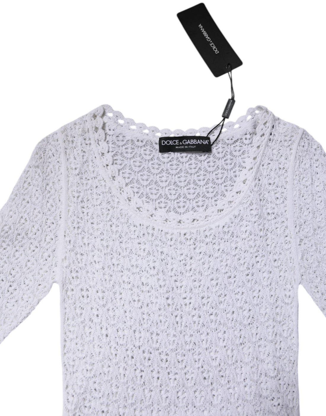 Dolce & Gabbana White Viscose Short Sleeve Crochet Top - RIMODA