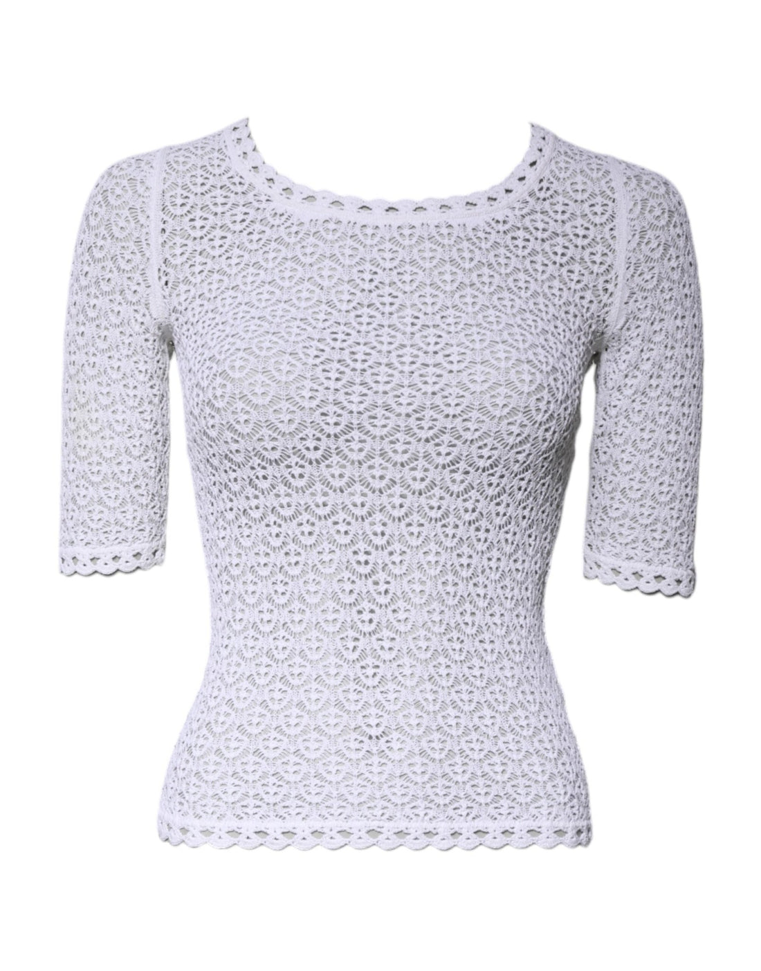 Dolce & Gabbana White Viscose Short Sleeve Crochet Top - RIMODA