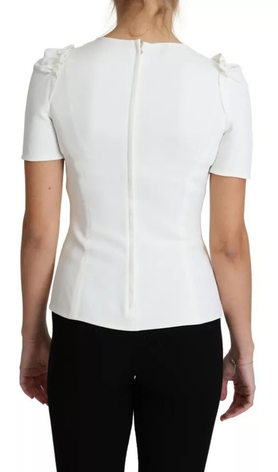 Dolce & Gabbana White Viscose Stretch Short Sleeves Blouse Top - RIMODA