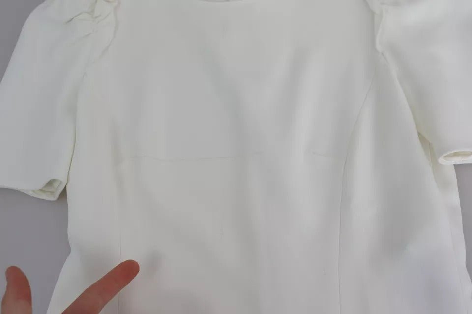 Dolce & Gabbana White Viscose Stretch Short Sleeves Blouse Top - RIMODA