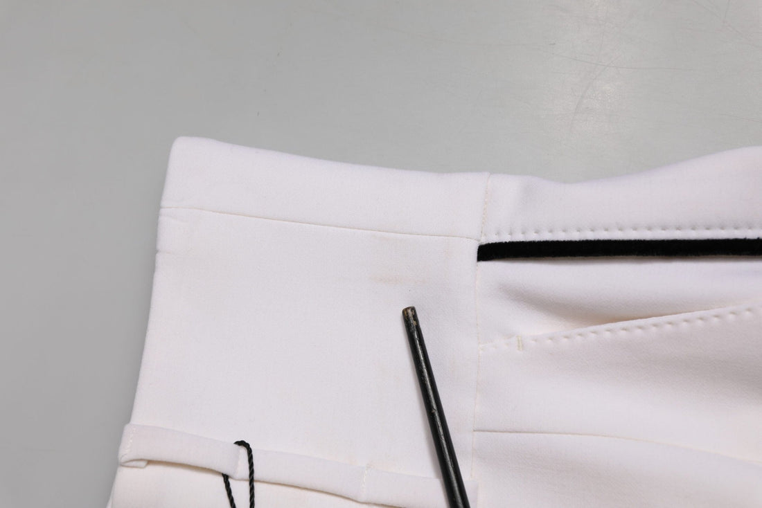 Dolce & Gabbana White Wool High Waist Tapered Trouser Pants - RIMODA
