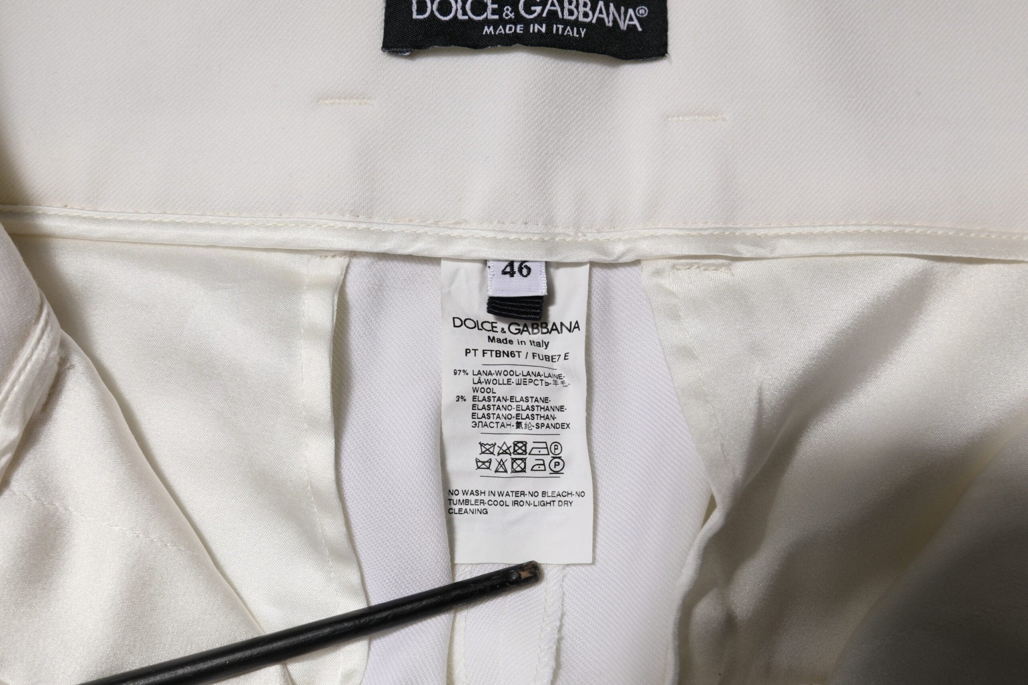 Dolce & Gabbana White Wool High Waist Tapered Trouser Pants - RIMODA