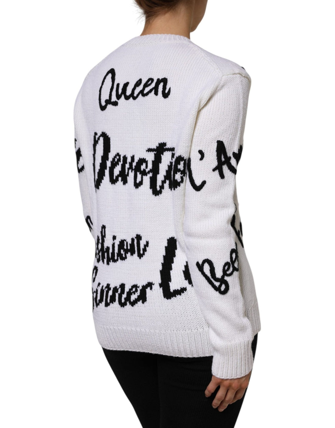 Dolce & Gabbana White Wool Knit Crew Neck Pullover Sweater - RIMODA