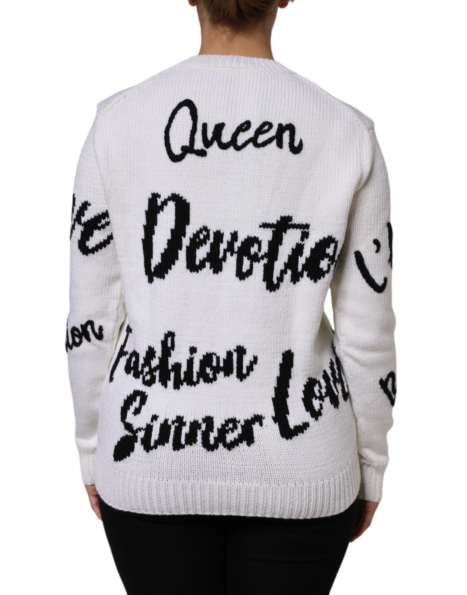 Dolce & Gabbana White Wool Knit Crew Neck Pullover Sweater - RIMODA