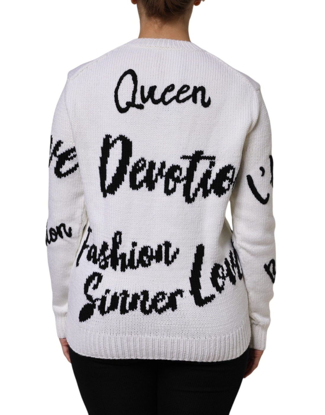 Dolce & Gabbana White Wool Knit Crew Neck Pullover Sweater - RIMODA