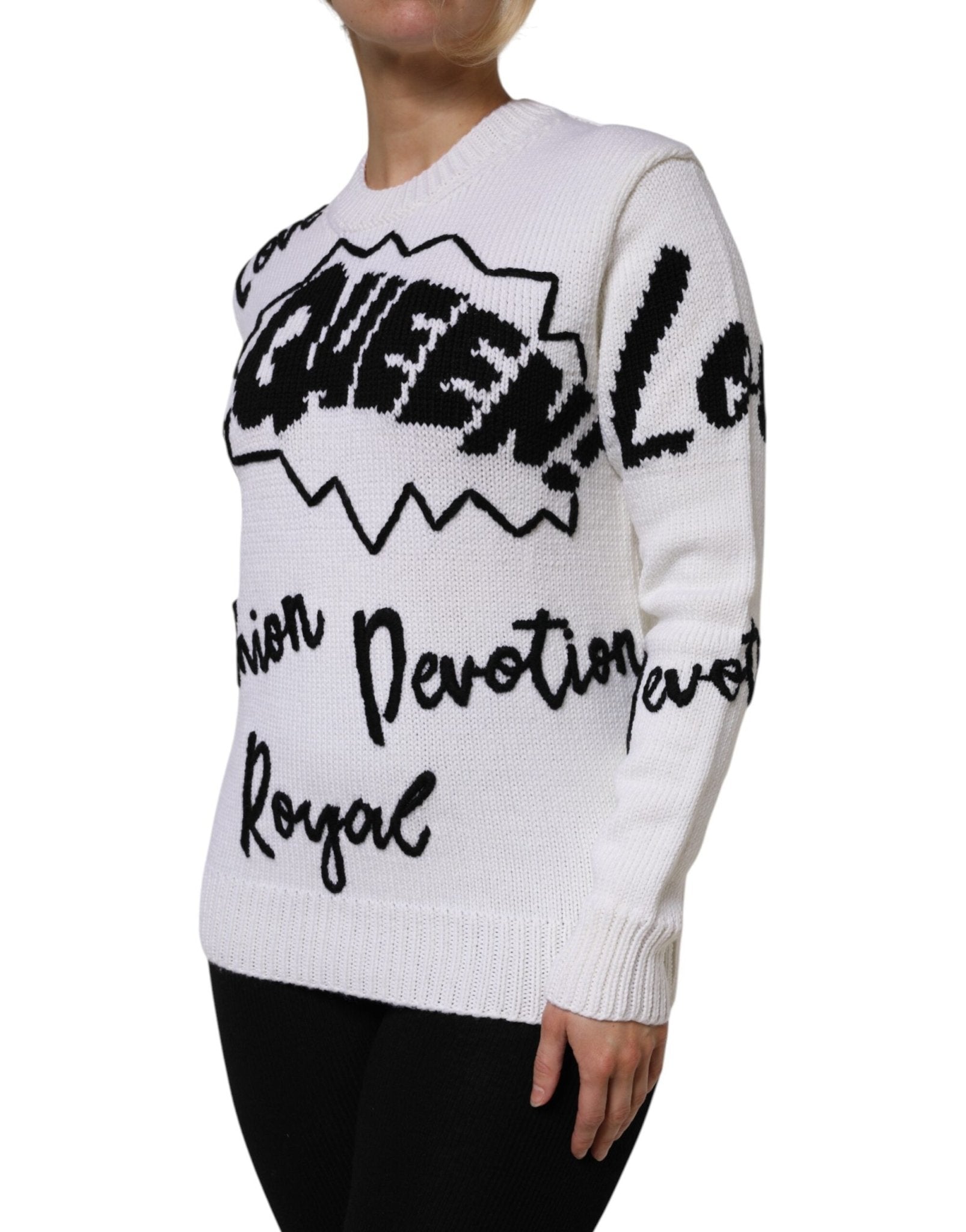 Dolce & Gabbana White Wool Knit Crew Neck Pullover Sweater - RIMODA