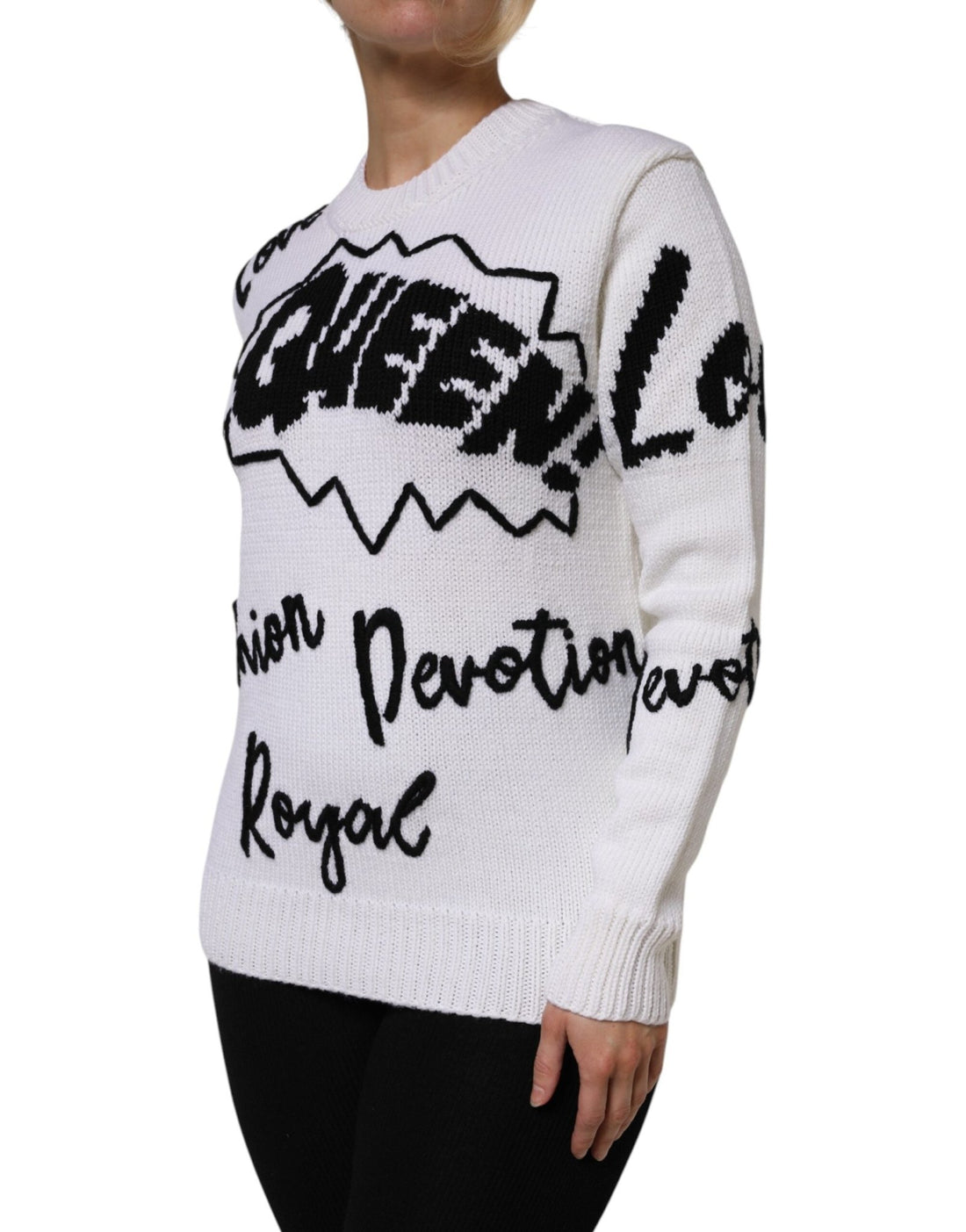 Dolce & Gabbana White Wool Knit Crew Neck Pullover Sweater - RIMODA