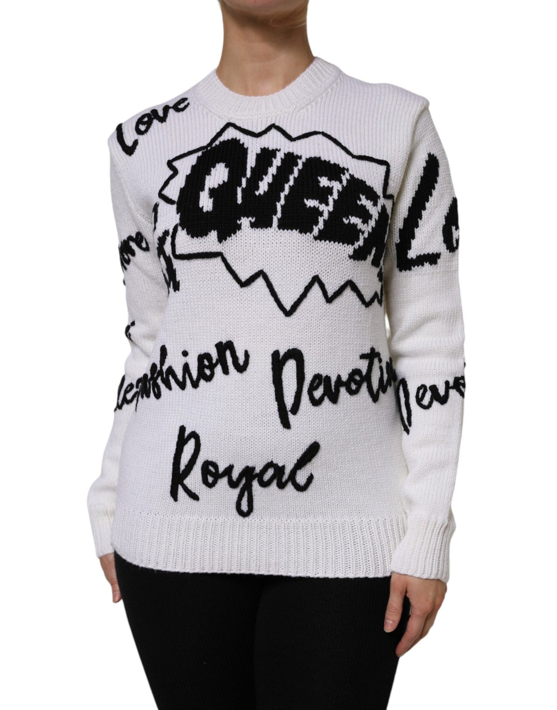 Dolce & Gabbana White Wool Knit Crew Neck Pullover Sweater - RIMODA