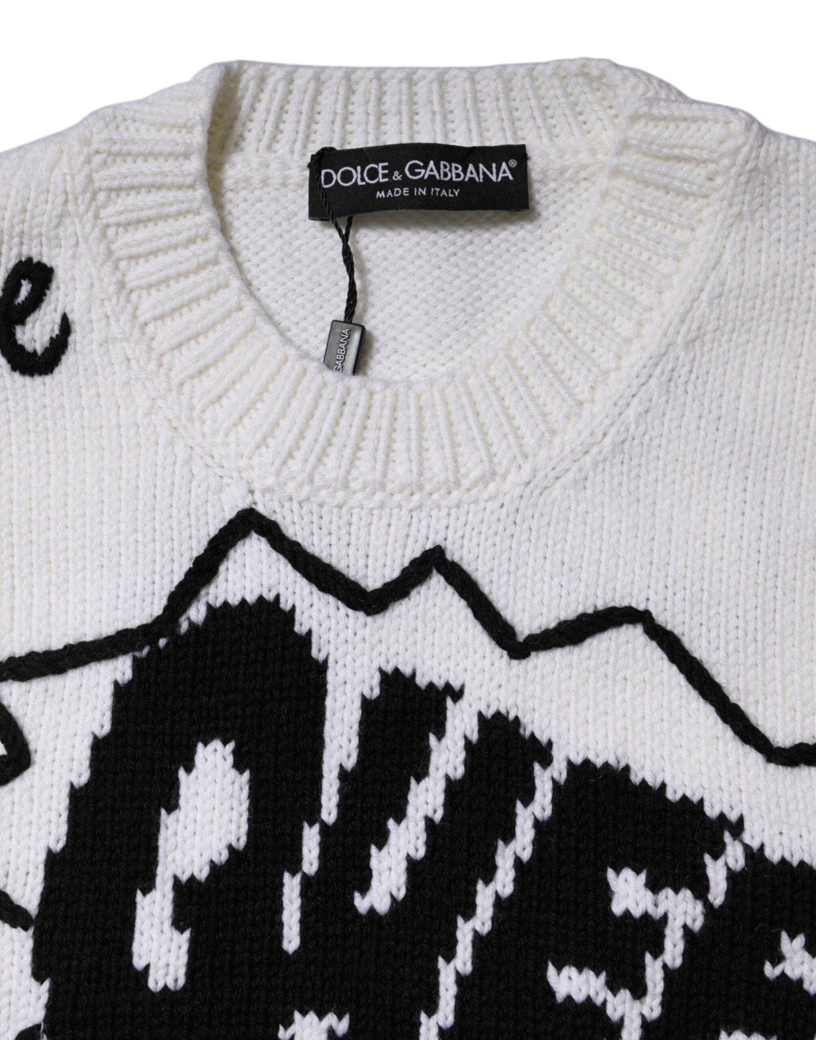 Dolce & Gabbana White Wool Knit Crew Neck Pullover Sweater - RIMODA