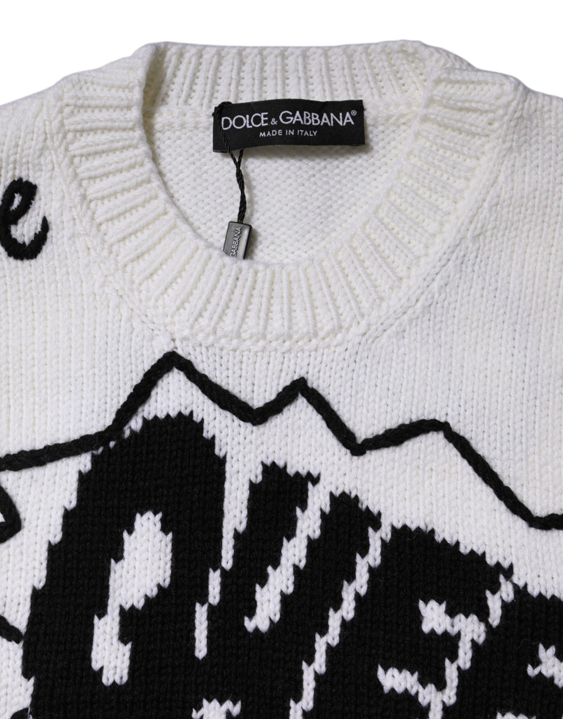 Dolce & Gabbana White Wool Knit Crew Neck Pullover Sweater - RIMODA