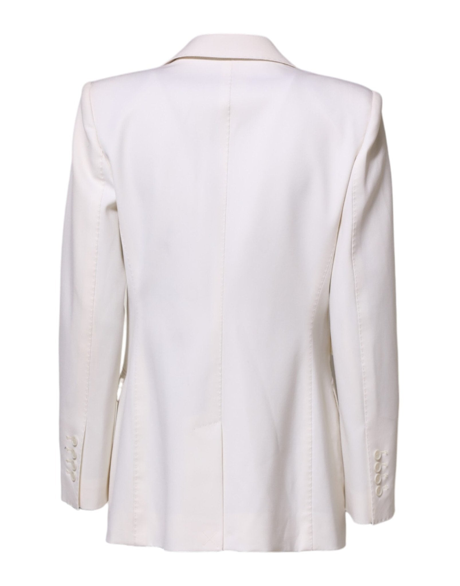 Dolce & Gabbana White Wool Single Breasted Women Coat Jacket - RIMODA