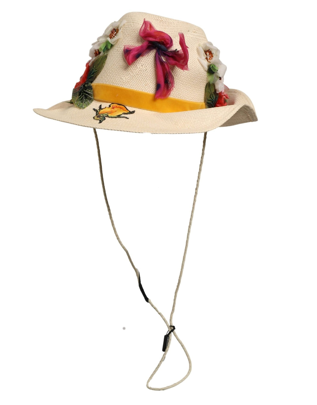 Dolce & Gabbana Women Beige Floral Apllique Straw Bucket Hat - RIMODA