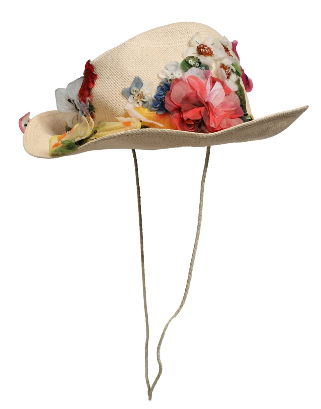 Dolce & Gabbana Women Beige Floral Apllique Straw Bucket Hat - RIMODA