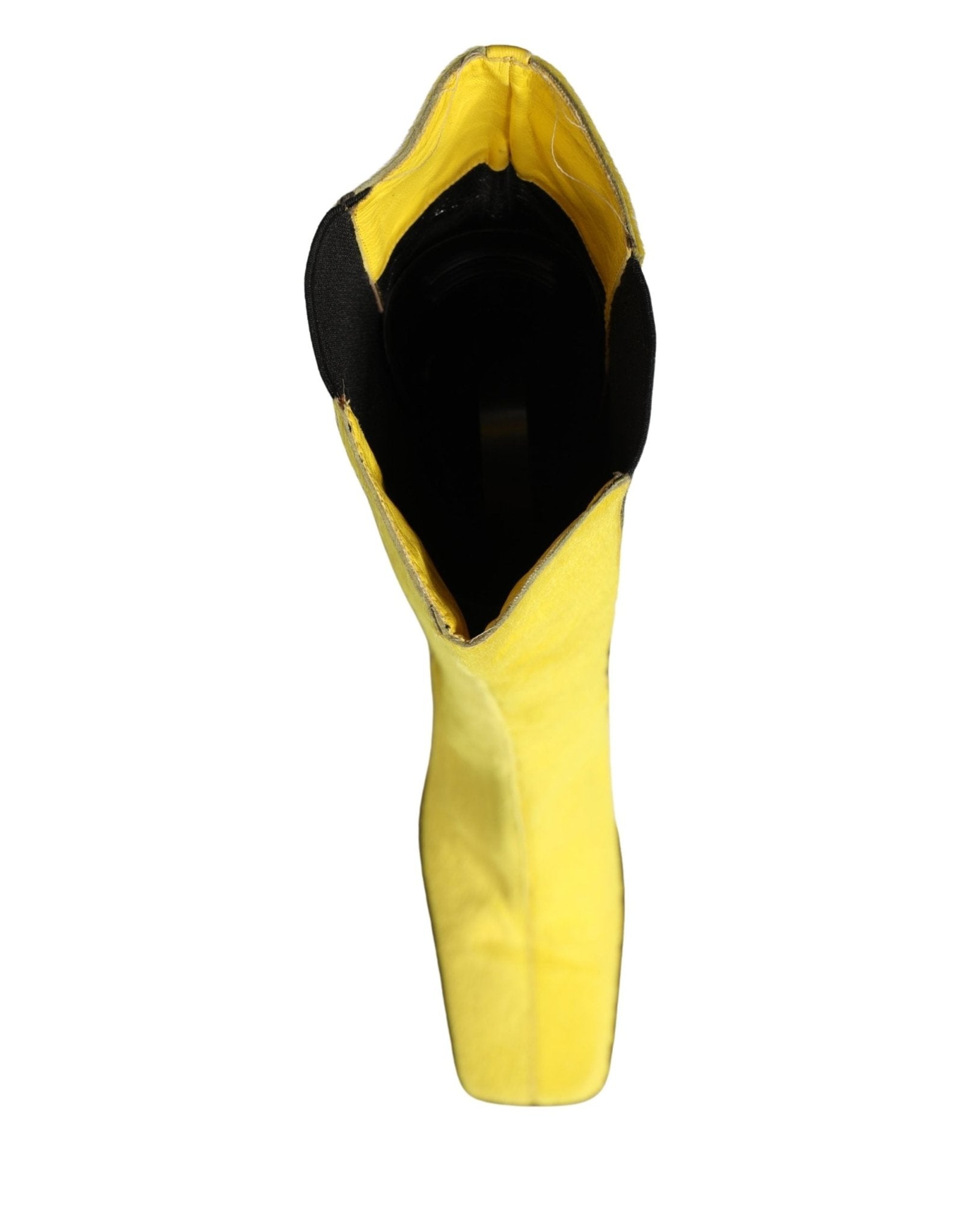 Dolce & Gabbana Yellow Black Leather Knee High Boots Shoes - RIMODA