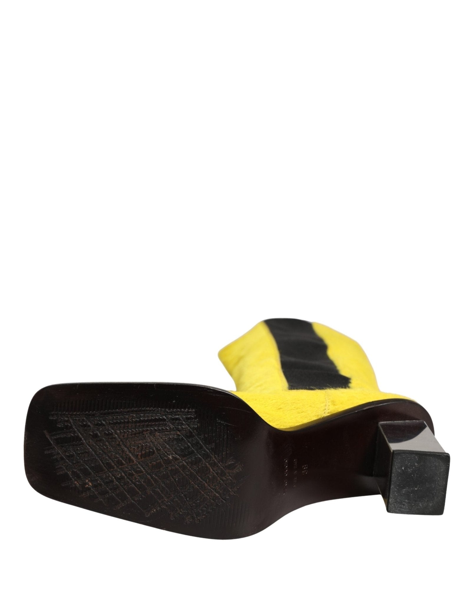 Dolce & Gabbana Yellow Black Leather Knee High Boots Shoes - RIMODA
