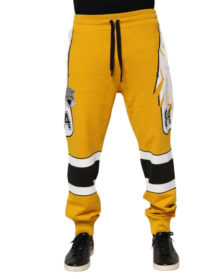 Dolce & Gabbana Yellow Cotton Printed Sweatpants Jogger Pants - RIMODA