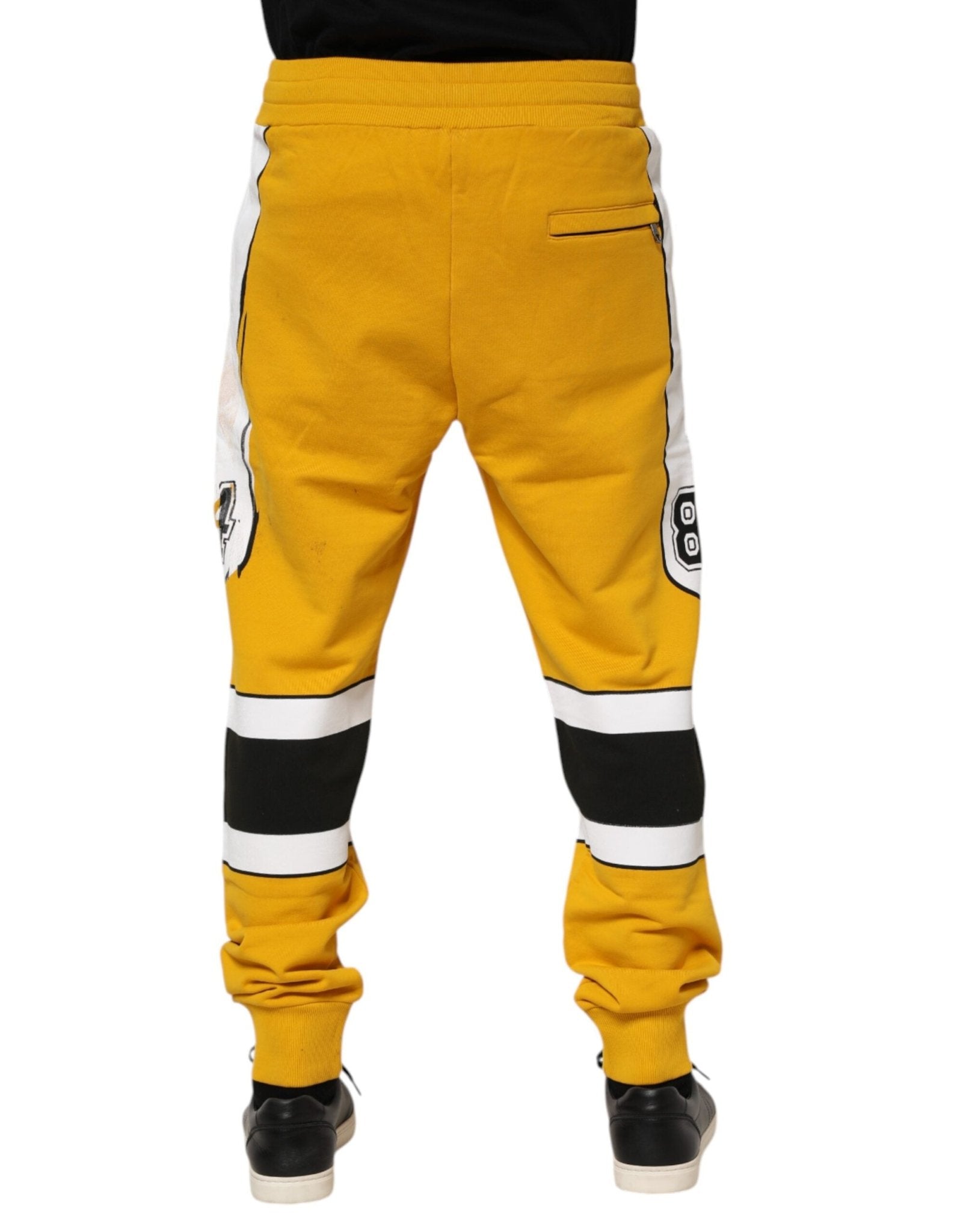 Dolce & Gabbana Yellow Cotton Printed Sweatpants Jogger Pants - RIMODA