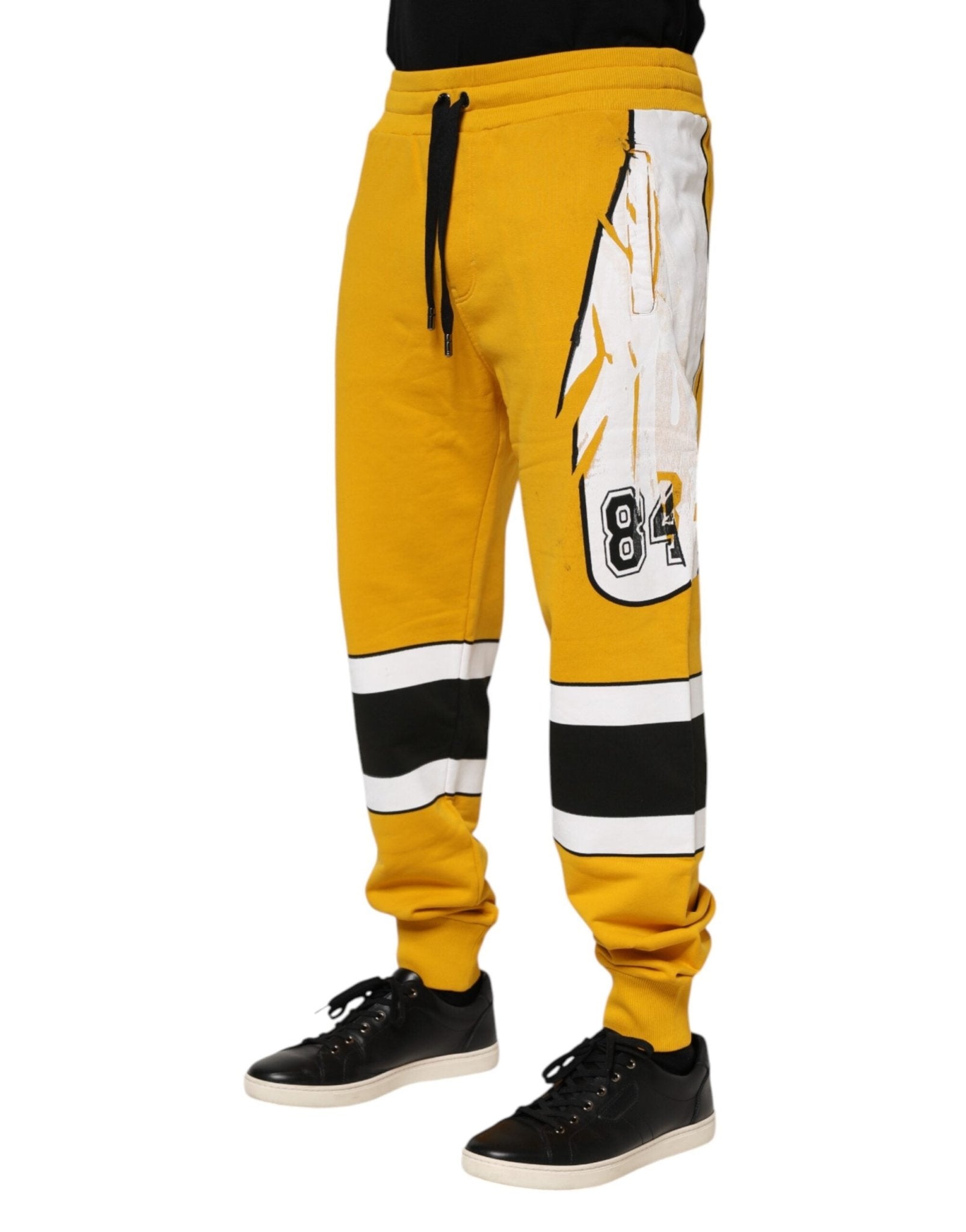 Dolce & Gabbana Yellow Cotton Printed Sweatpants Jogger Pants - RIMODA