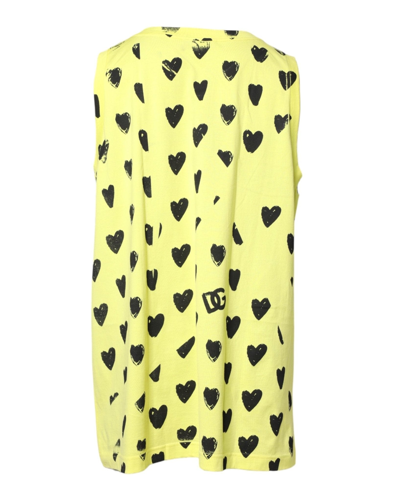 Dolce & Gabbana Yellow Cotton Sleeveless DG Heart T-shirt - RIMODA
