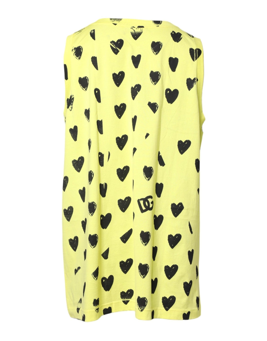 Dolce & Gabbana Yellow Cotton Sleeveless DG Heart T-shirt - RIMODA