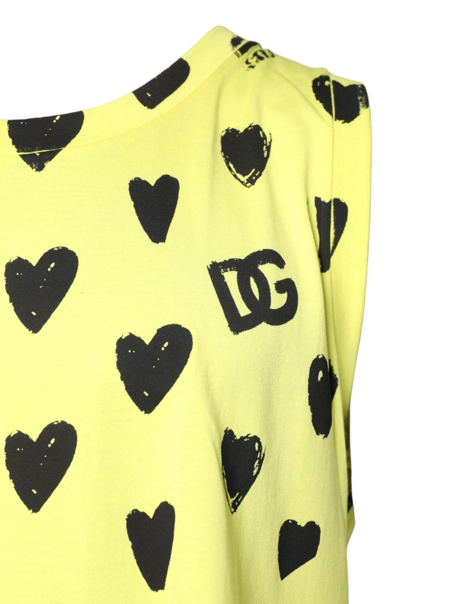 Dolce & Gabbana Yellow Cotton Sleeveless DG Heart T-shirt - RIMODA