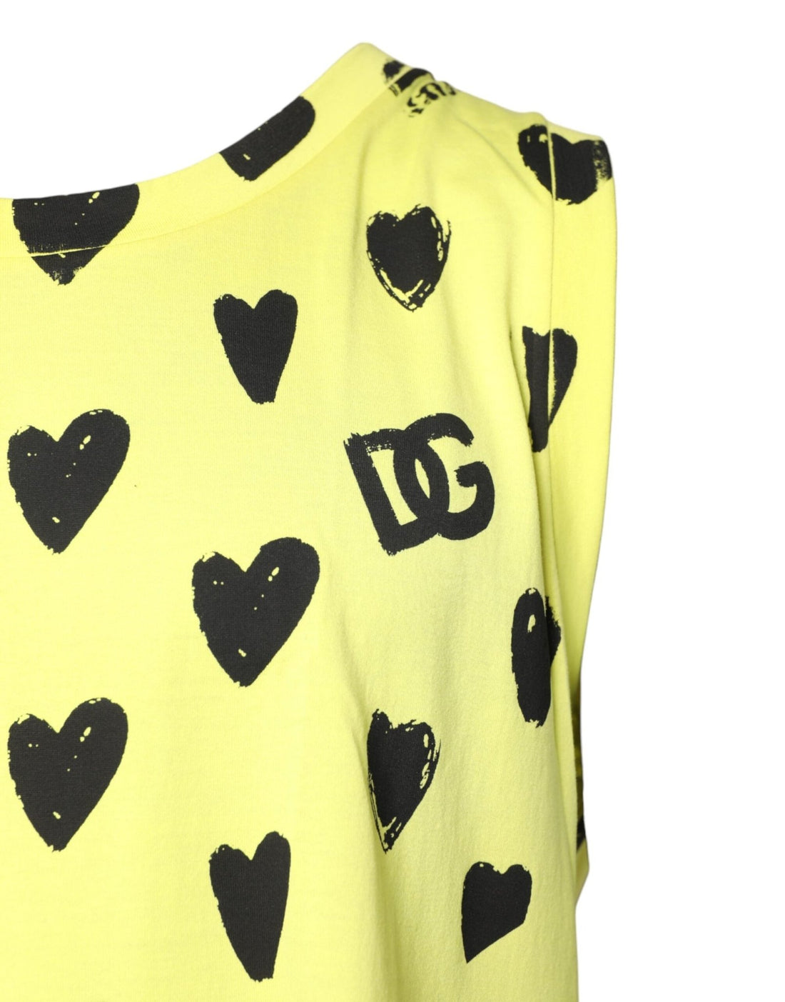 Dolce & Gabbana Yellow Cotton Sleeveless DG Heart T-shirt - RIMODA